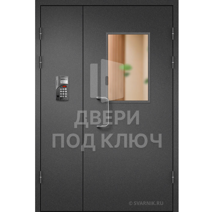 Подъездная дверь со стеклом и домофоном ДПК-13716